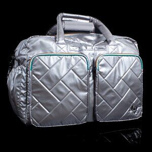Lug Drifter Quilted Silver Tote Bag With Double Zipper Closure & Multi-Pockets